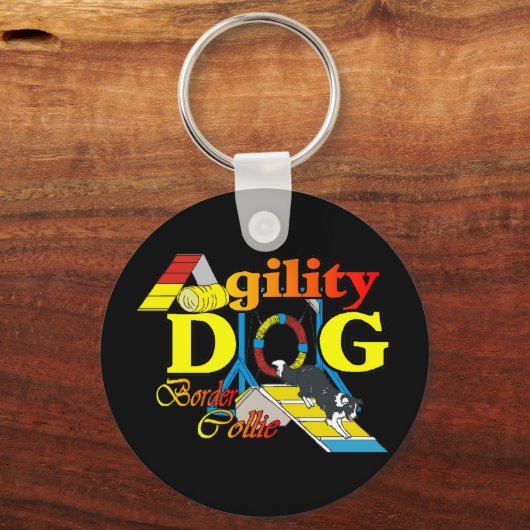 Rand Collie Agility Gifts Sleutelhanger (Voorkant)