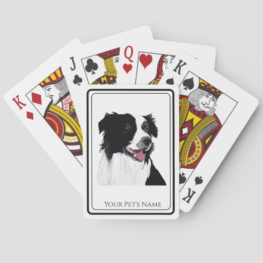 Rand Collie Black en White Pet Dog- Pokerkaarten (Achterkant)