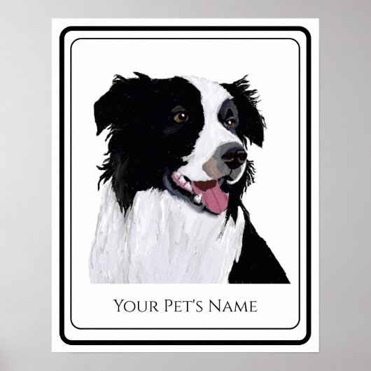 Rand Collie Black en White Pet Dog Poster (Voorkant)