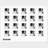 Rand Collie Black en White Pet Dog- Vierkante Sticker (Vel)