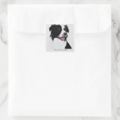 Rand Collie Black en White Pet Dog- Vierkante Sticker (Tas)