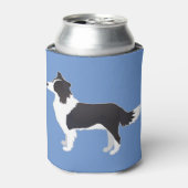 Rand Collie Black Hondenras Side Uitzicht Silhouet Blikjeskoeler (Blikje Voorkant)