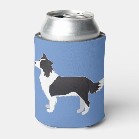 Rand Collie Black Hondenras Side Uitzicht Silhouet Blikjeskoeler (Blikje Voorkant)