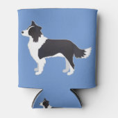 Rand Collie Black Hondenras Side Uitzicht Silhouet Blikjeskoeler (Voorkant)