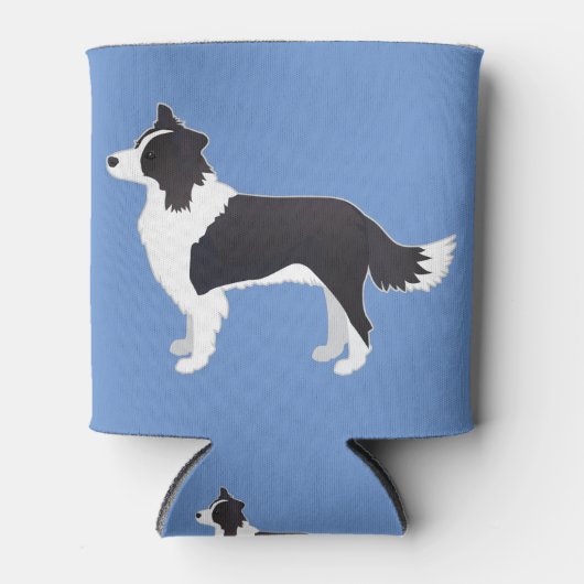 Rand Collie Black Hondenras Side Uitzicht Silhouet Blikjeskoeler (Voorkant)