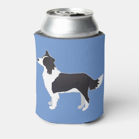 Rand Collie Black Hondenras Side Uitzicht Silhouet Blikjeskoeler (Blikje Achterkant)