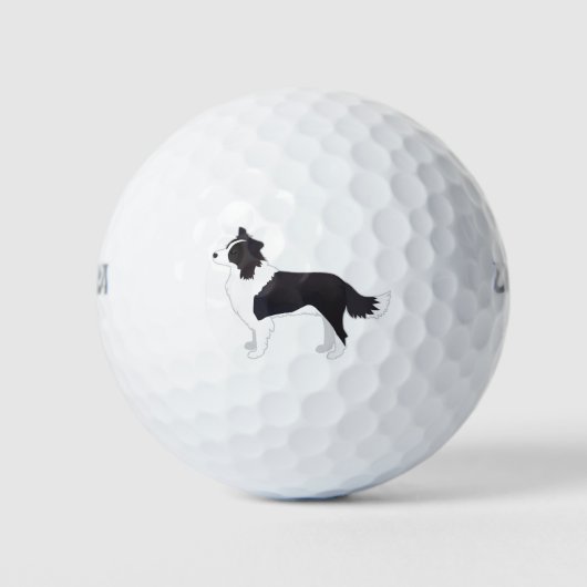 Rand Collie Black Hondenras Side Uitzicht Silhouet Golfballen (Voorkant)