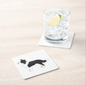 Rand Collie Black Hondenras Side Uitzicht Silhouet Kartonnen Onderzetters (Insitu)