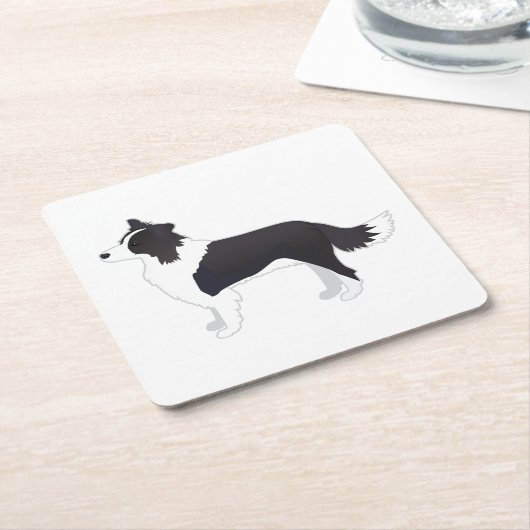 Rand Collie Black Hondenras Side Uitzicht Silhouet Kartonnen Onderzetters (Schuin)