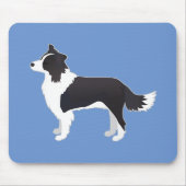 Rand Collie Black Hondenras Side Uitzicht Silhouet Muismat (Voorkant)