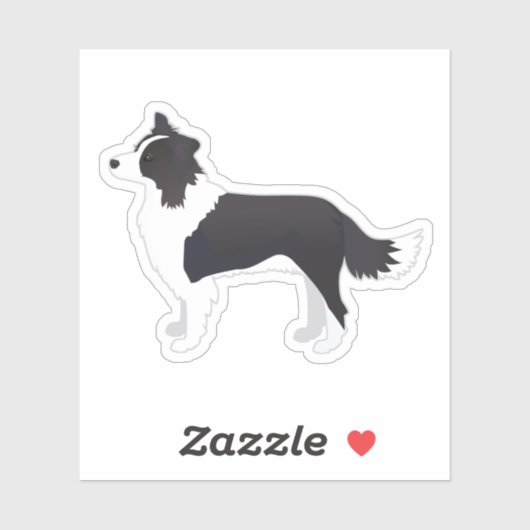 Rand Collie Black Hondenras Side Uitzicht Silhouet Sticker (Vel)