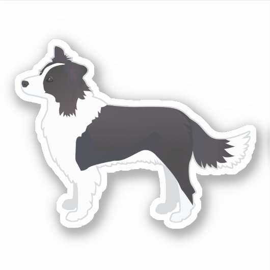 Rand Collie Black Hondenras Side Uitzicht Silhouet Sticker (Voorkant)