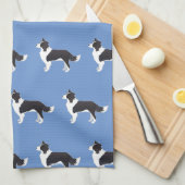 Rand Collie Black Hondenras Side Uitzicht Silhouet Theedoek (Quarter Fold)