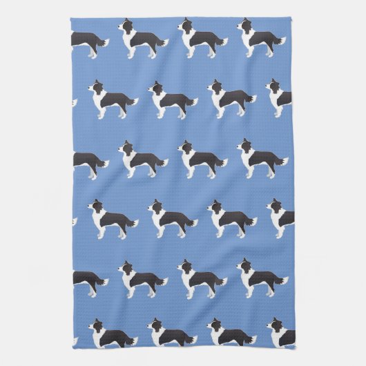 Rand Collie Black Hondenras Side Uitzicht Silhouet Theedoek (Verticaal)