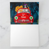 Rand Collie Dog Driving Car Scary Halloween Kaart (Binnen)