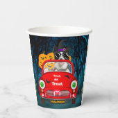 Rand Collie Dog Driving Car Scary Halloween Papieren Bekers (Achterkant)