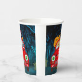 Rand Collie Dog Driving Car Scary Halloween Papieren Bekers (Links)