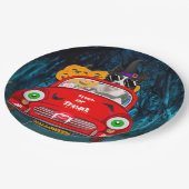 Rand Collie Dog Driving Car Scary Halloween Papieren Bordje (Gekanteld)