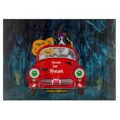 Rand Collie Dog Driving Car Scary Halloween Snijplank (Voorkant)