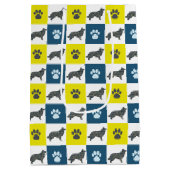 Rand Collie Dog & Paw Yellow & Black Grid Medium Cadeauzakje (Achterkant)
