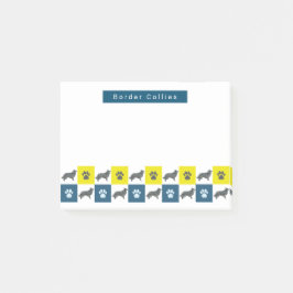 Rand Collie Dog & Paw Yellow & Blue Grid Lines Post-it® Notes