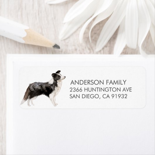 Rand Collie Dog Return Address Label (Insitu)