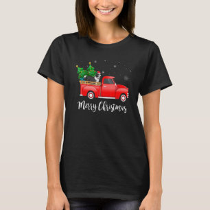 Rand Collie Dog Riding Red Truck Kerstmis T-shirt