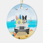 Rand Collie Dog Rijden op strand  Keramisch Ornament (Links)