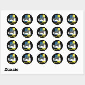 Rand Collie Dog Silhouette Grid met drie kleuren Ronde Sticker (Vel)