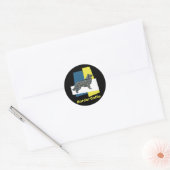 Rand Collie Dog Silhouette Grid met drie kleuren Ronde Sticker (Envelop)