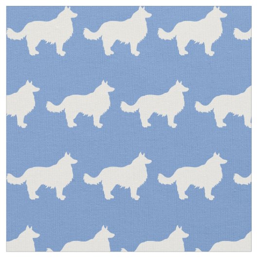 Rand Collie Dog Silhouette Pet Light Blue Stof (Close Up)