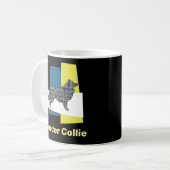 Rand Collie Dog Yellow & Black Grid Abstract Koffiemok (Voorkant links)
