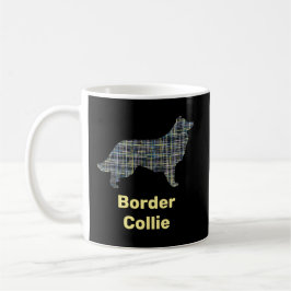 Rand Collie Dog Yellow & Black Grid Line Koffiemok