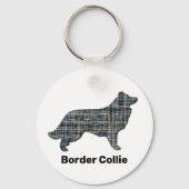 Rand Collie Dog Yellow & Black Grid Line Sleutelhanger (Achterkant)
