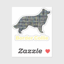 Rand Collie Dog Yellow & Black Grid Line Sticker