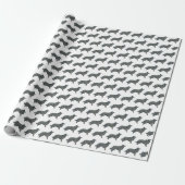 Rand Collie Dog Yellow & Black Grid Line White Cadeaupapier (Uitgerold)