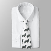 Rand Collie Dog Yellow & Black Grid Line White Stropdas (Gebonden)