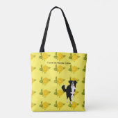 Rand collie en gele rozen tote bag (Achterkant)