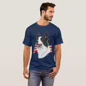 Rand collie en T-shirt met vlag (Voorkant volledig)