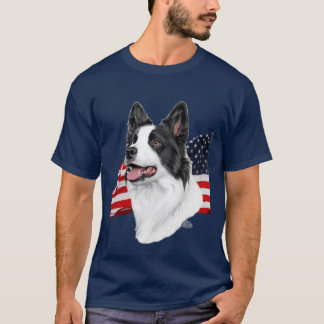 Rand collie en T-shirt met vlag