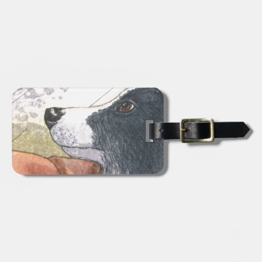 Rand Collie hond wacht in de auto Bagagelabel (Voorkant horizontaal)