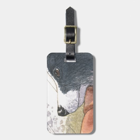 Rand Collie hond wacht in de auto Bagagelabel (Voorkant verticaal)