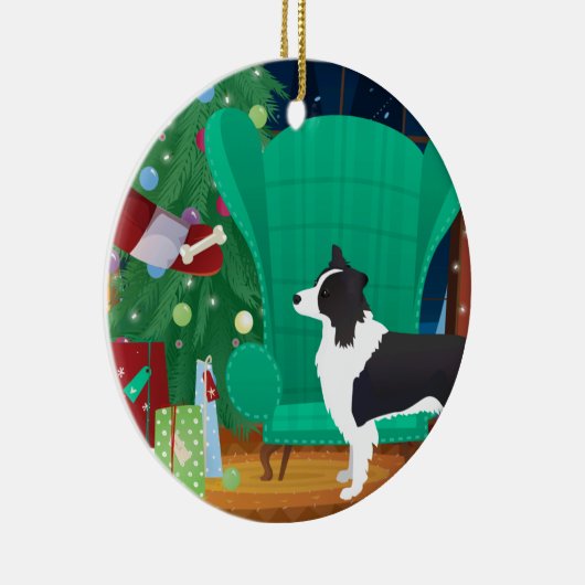 Rand Collie kerstkerstkerstcadeau Keramisch Ornament (Rechts)