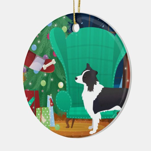 Rand Collie kerstkerstkerstcadeau Keramisch Ornament (Links)