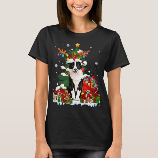 Rand Collie KerstrendierSanta Light Dog P T-shirt (Voorkant)