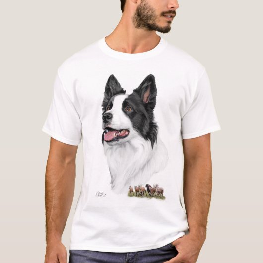 Rand Collie kop met Shirt voor schapen (Voorkant)