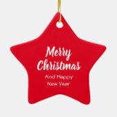 Rand Collie Red Dog & Green Bow Kerstmis Keramisch Ornament (Achterkant)