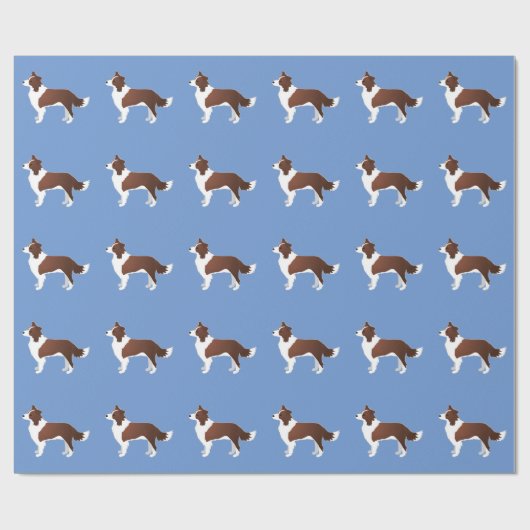 Rand Collie Red Hondenras Side Uitzicht Silhouette Cadeaupapier (Vlak)