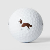 Rand Collie Red Hondenras Side Uitzicht Silhouette Golfballen (Voorkant)
