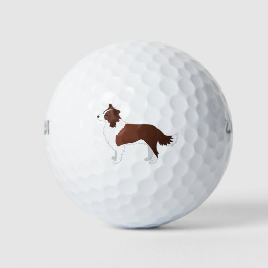 Rand Collie Red Hondenras Side Uitzicht Silhouette Golfballen (Voorkant)